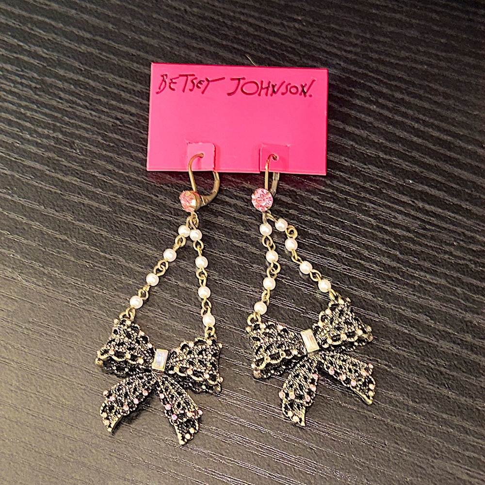 Betsy Johnson Dangle Bow Earrings